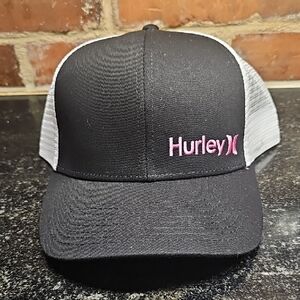 Hurley Black and White Cap with Pink Logo
